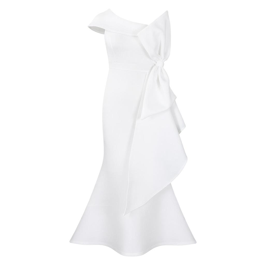 Women's Asymmetrical Strapless Slim-Fit Evening Dress - European and American Fashion