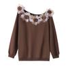 Plus-size Women's Winter Fleece Thickened Slimming Pullover with Retro Long Sleeves