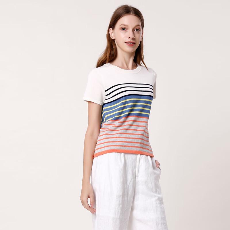 Anlom Women's Striped Linen Cotton Knit Top
