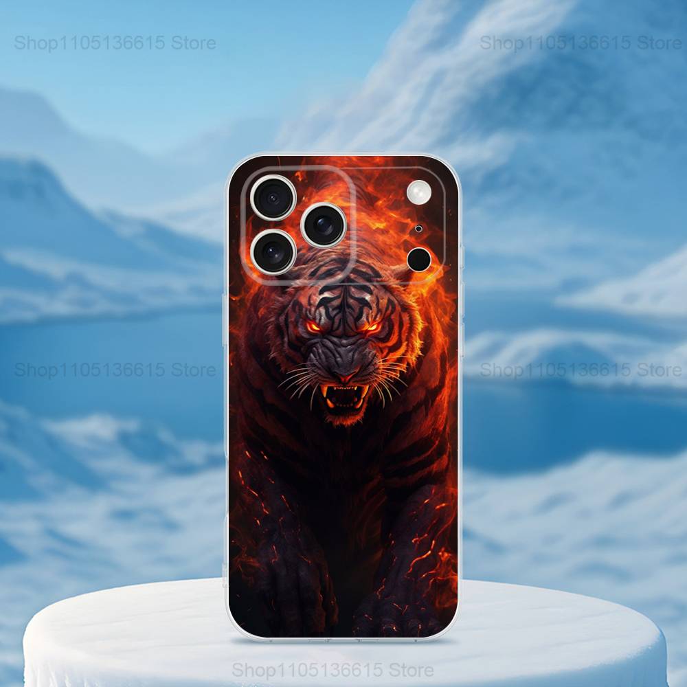 Coole Kunst Tiger Mythos Für iPhone 12, Mini, 16, X, 13, XR, 15, Pro, 17, Plus, 11, Max, 14, SE, XS, Transparent Weiche Hülle