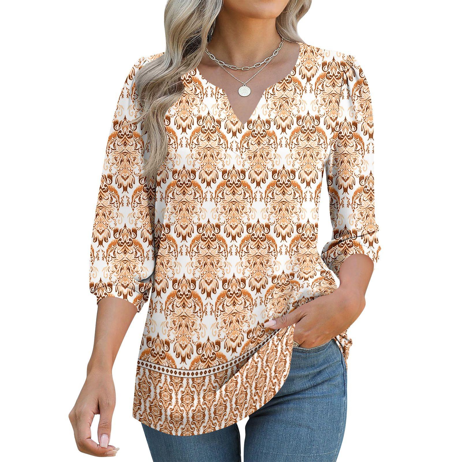

Women s 3/4 Sleeve Shirts Graphic Tees Shirts Casual Basic Tops Pullovers XXL жовтий