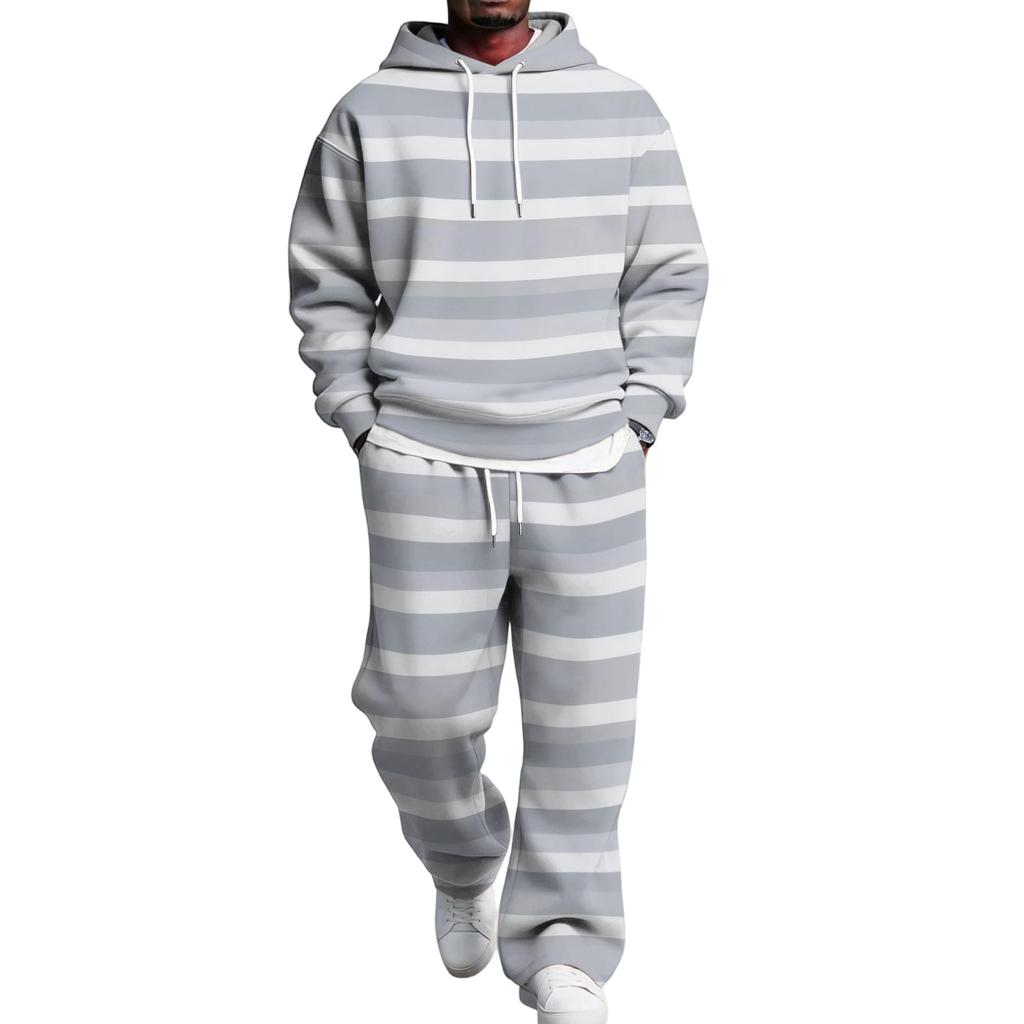 Completo casual da uomo con felpa con cappuccio a strati e pantaloni cargo con elastico in vita