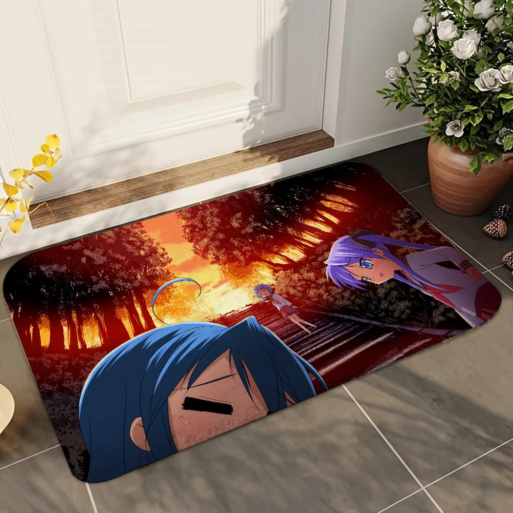 1pc Anime Lucky Star Bathroom Absorbent Mats Anti-Slip Mats Home Decor Supplies Carpets Home Kitchen Floor Mats