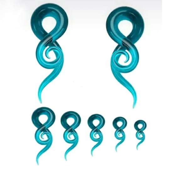 1 Par Unisex Calibres para Oreja de Caracol Retorcido de Vidrio Colgantes Tapones Dilatadores Expansores
