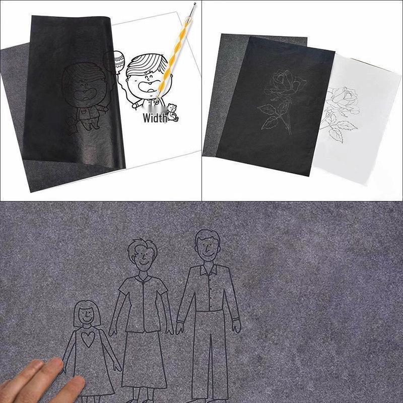 Large Single-Sided Black Carbon Graphite Paper for Non-Stick Handwriting & Cross-Stitch Tracing.