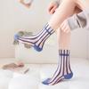 Summer Ultra-thin Women Socks Transparent Crystal Silk Socks Korean Fashion Striped Harajuku Streetwear Nylon Loose Long Socks