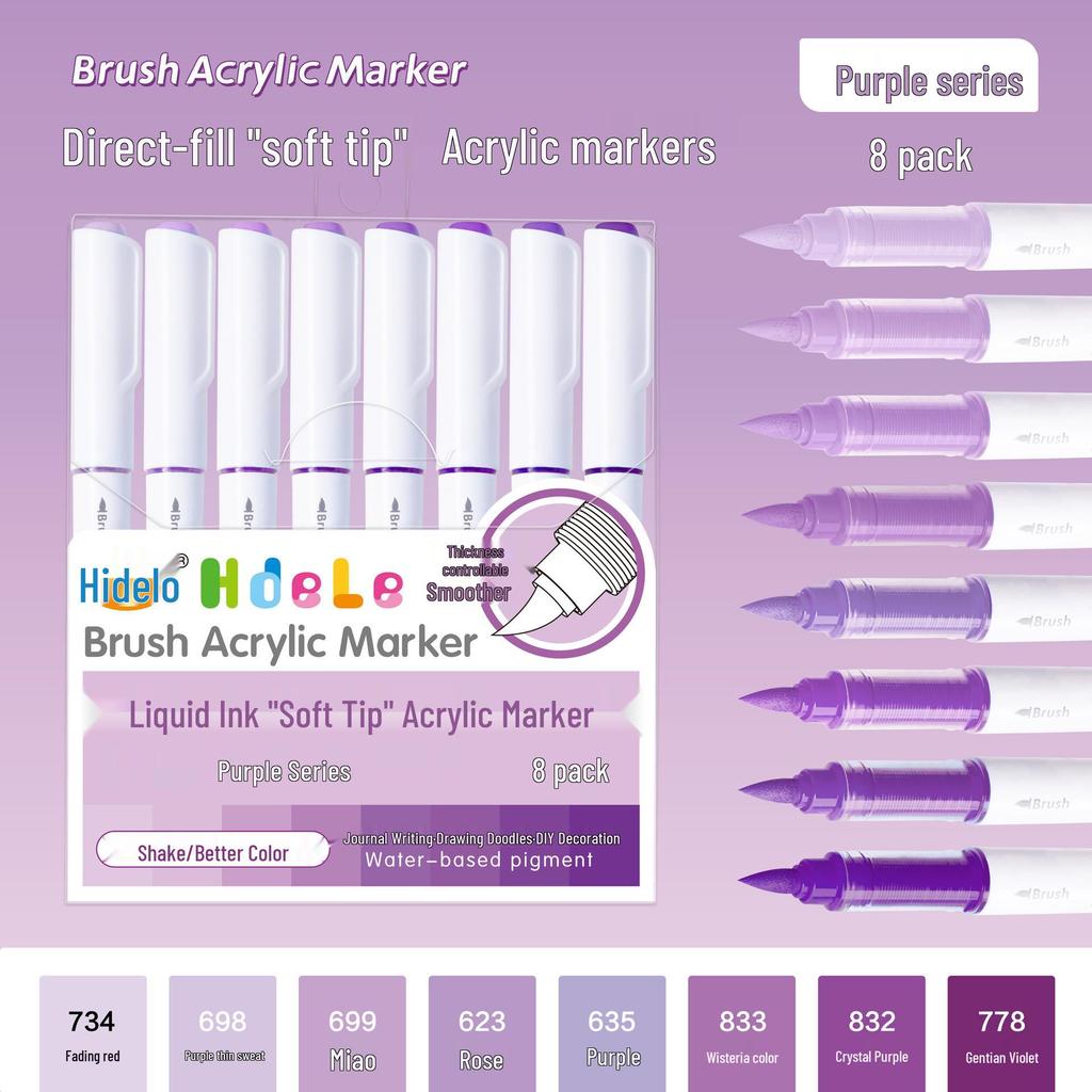 Huideler 639 Soft Tip Acrylic Marker Pen - 240 Colors for Student Art & Graffiti