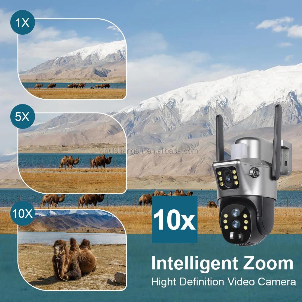 LS VISION 12MP 6K Solárna batériová kamera Vonkajšia 10x Zoom Trojitý objektív PTZ WiFi Dohľadová kamera Bezpečnostná ochrana 4K 8MP Chytrá CCTV kamera