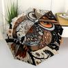 Owl, Fantasy Themed Automatic Opening and Closing Umbrella, Brightly Colored 8-rib Portable Umbrella, Suitable for Men and Women, A Perfect