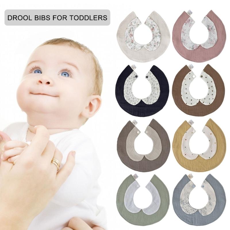 Baby Feeding Bib Drooling Apron Newborns Burp Cloths Strong Absorbent Toddler Bib with Collar Cotton Breathable Bib