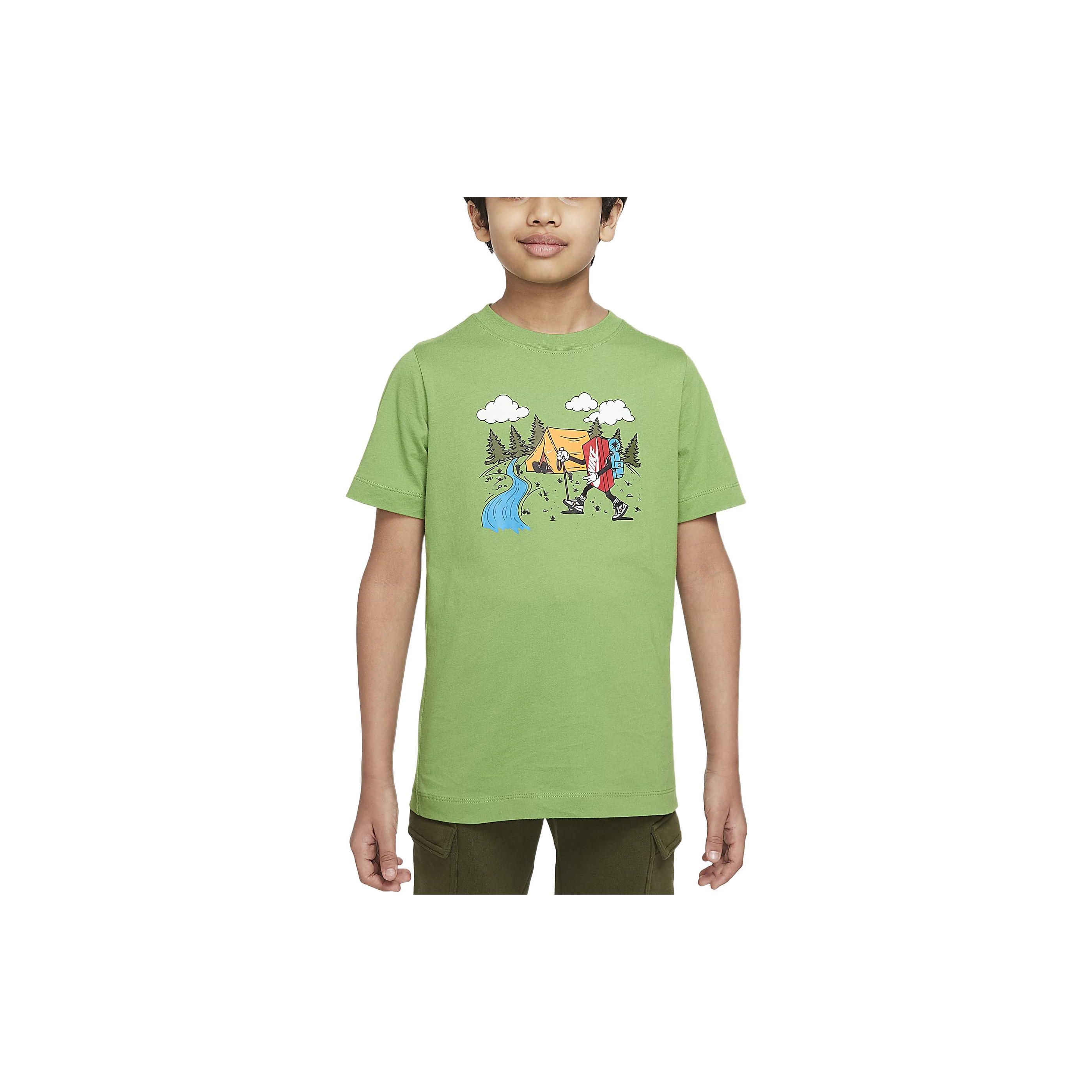 

Nike Детская футболка с коротким рукавом с мультяшным принтом, детские топы, зеленый DQ3854-377 L