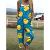 Womens Sleeveless Jumpsuit With Vintage Print Loose Fit Streetwear Style 2026