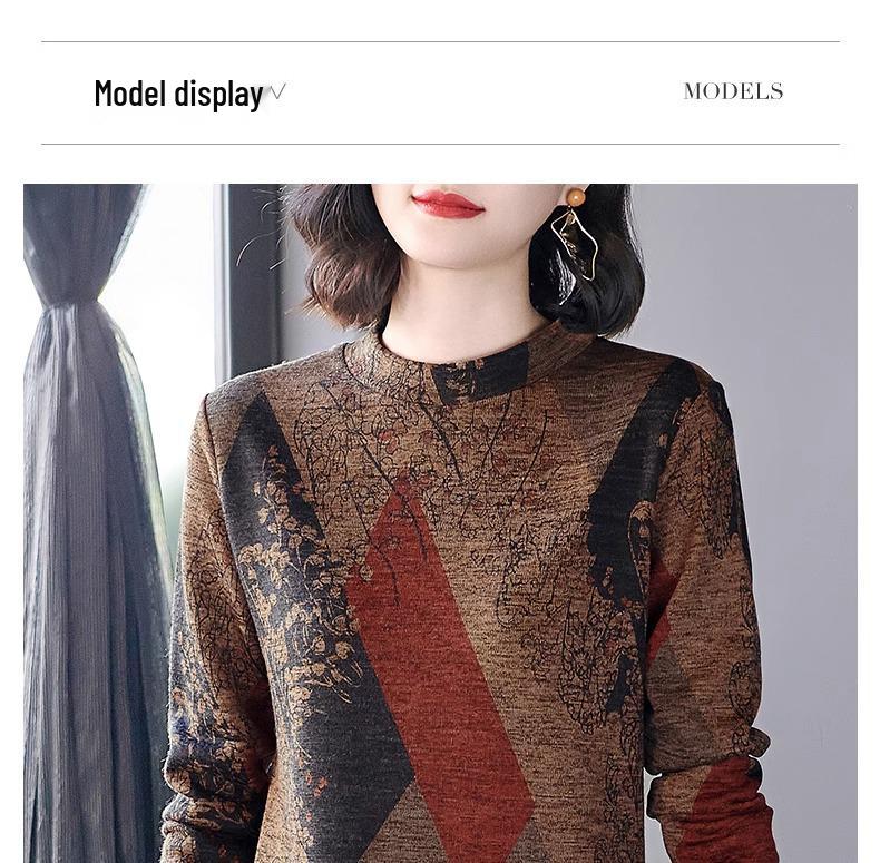 Women's Fleece-Lined Half-High Collar Long-Sleeve Top for Autumn/Winter 2026