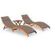Day and Night - Day and Night Loungers 2 Units with Table and Cushions Solid Acacia Wood