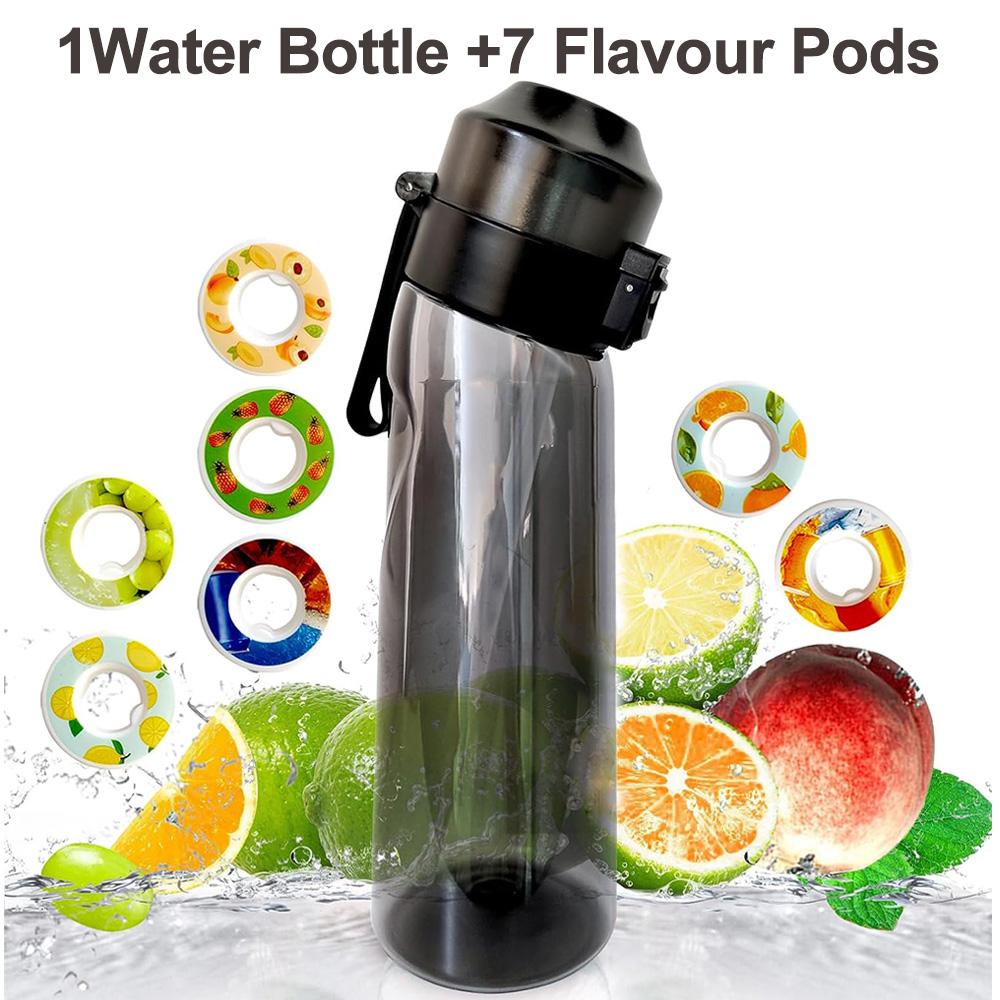 650ML Sport-Luftwasserflasche BPA-frei, Fruchtduftkapseln, Auslaufsicherer Sportwasserbecher für Laufen im Freien, Fitnessstudio