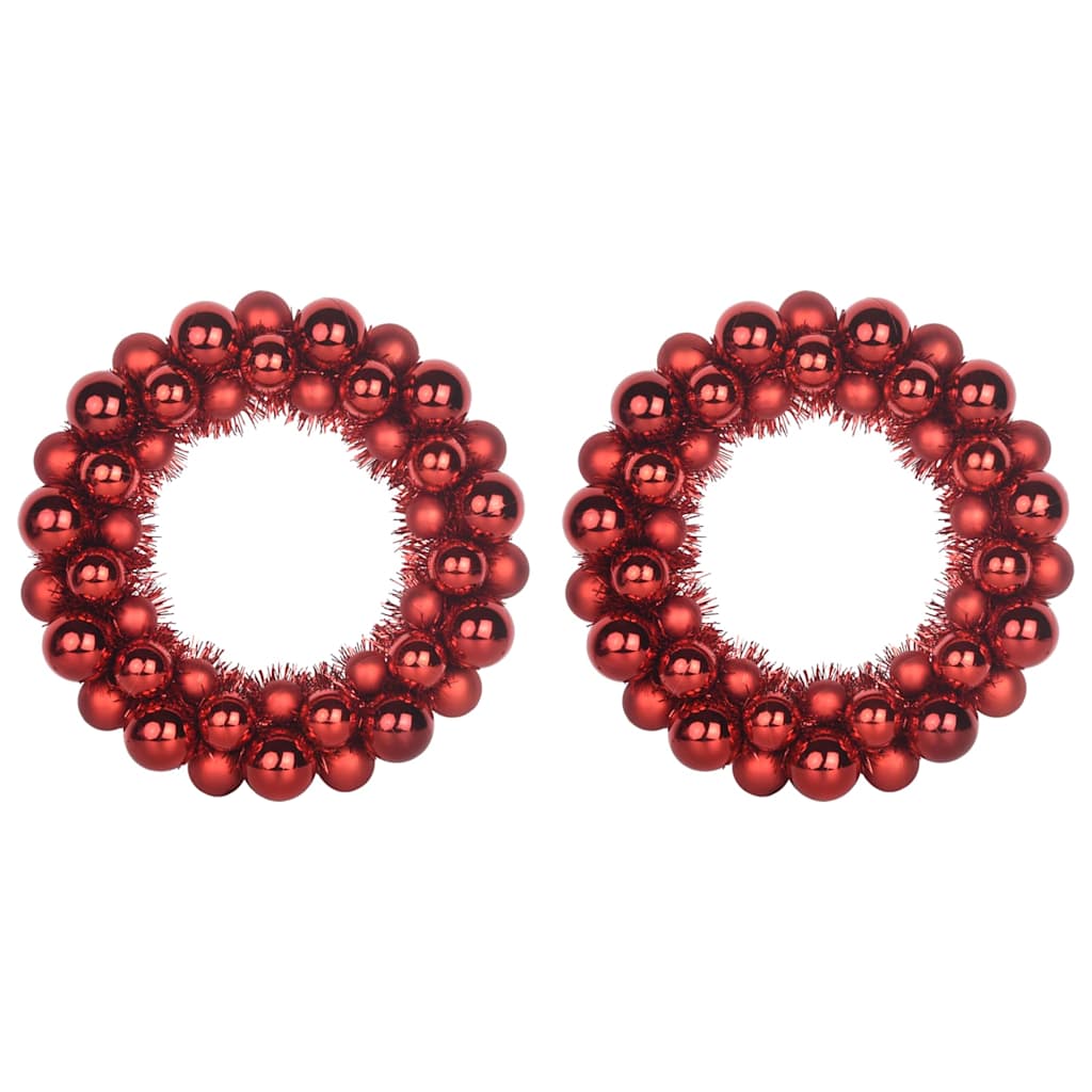 Christmas Ball Wreaths 2 pcs Red 33 x 33 x 7 cm Polystyrene