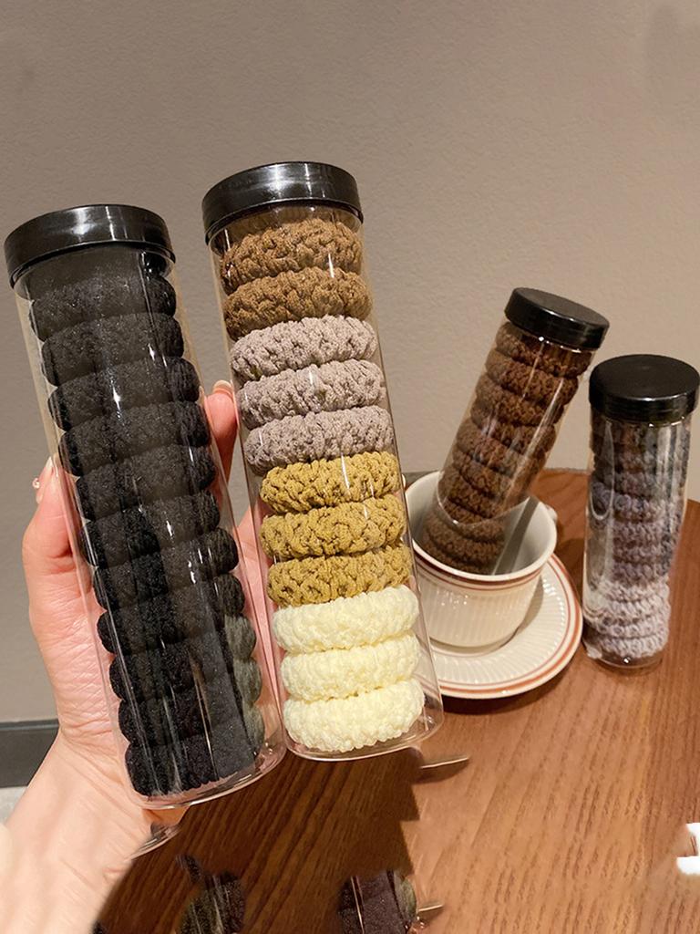 12pcs/bottle Headband Without Damaging Hair, High Ponytail Sports Rubber Band, Women's Hair Rope  Suitable for Travel