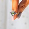 Vintage Distressed Flame Lotus Waterdrop Ring With Cubic Zirconia Stones Elegant Floral Design Jewelry For Women