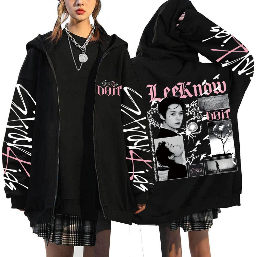 Damen Casual Mode Bedrucktes Langarm-Kapuzensweatshirt mit Reißverschluss