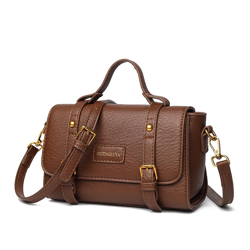 

Винтажная сумка почтальона для колледжа, сумка Кембридж, кожа растительного дубления, текстурированный портфель, женская универсальная портативная сумка-мессенджер из искусственной кожи