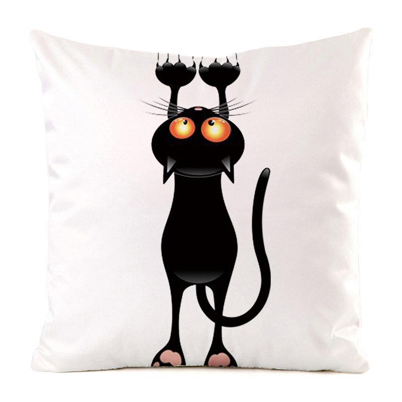 Creative Cartoon Black Cat Digital Printing Short Plush Pillow Covers For Car Sofa Office Cushion Cover Home Goods 60X60Cm