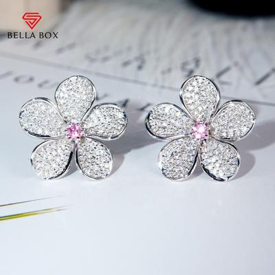 Blumen-Ohrstecker für Frauen, brillanter Zirkonia, romantisches Party-Zubehör, weiblicher Statement-Schmuck