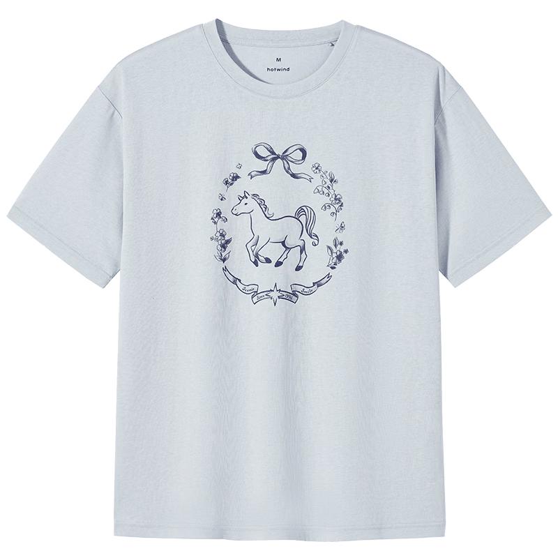 Hotwind Women s Summer Line Art Animal Print Short Sleeve T-Shirt S