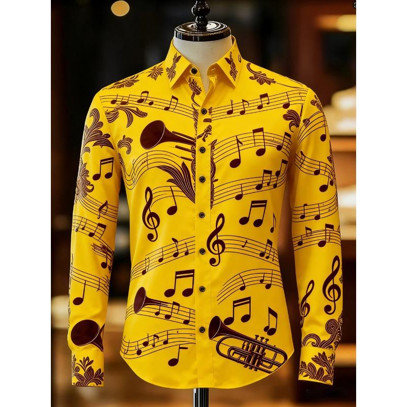 2026 Men's Light Luxury Retro Long Sleeve Shirt Gold 3D Printed Shirt Beach Vacation Outdoor Social Clothing Men