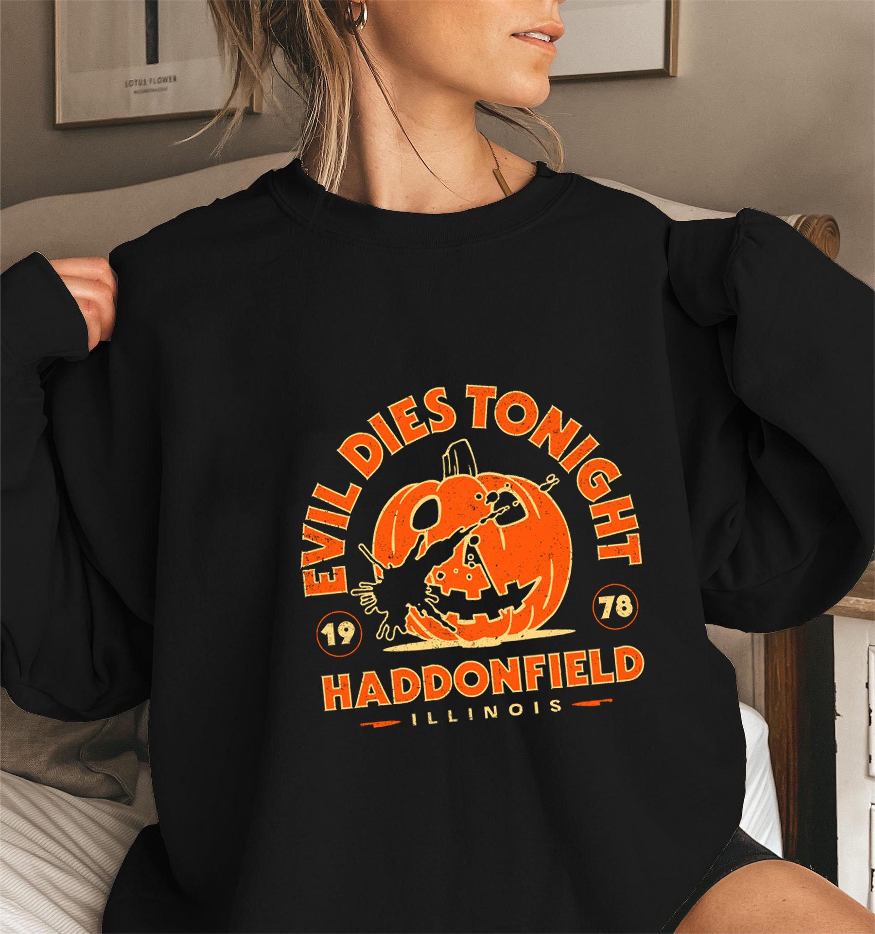 

Хэллоуин Тыква Круглый вырез Длинный рукав Свитшот Пуловер S чёрный