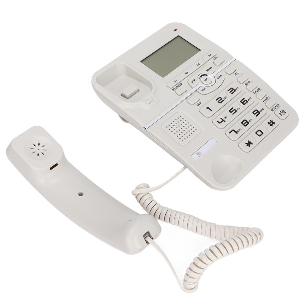 Corded Landline Caller ID Full Hands Free 4 Fast Dial Desktop Wired Telephone with LCD Display for Home HotelWhite