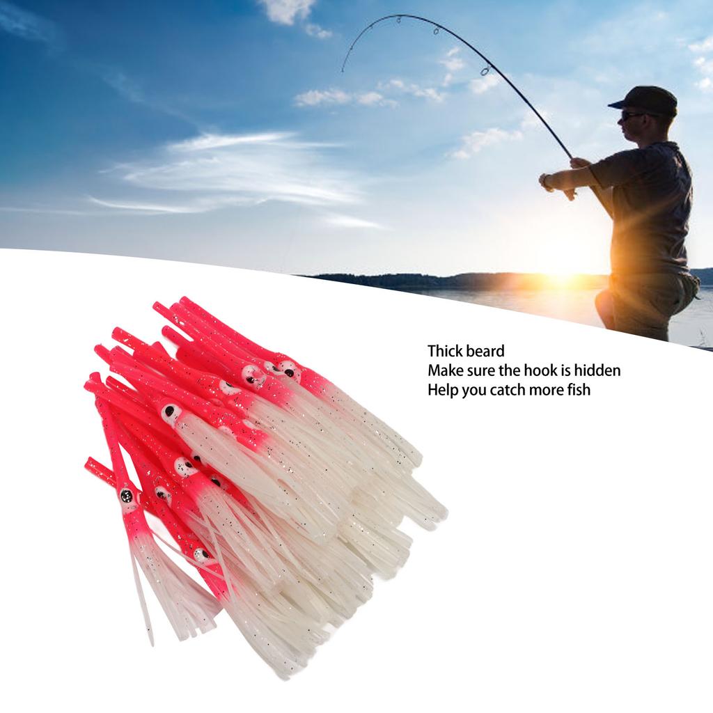 30pcs Luminous Squid Skirts Soft Artificial   Luminous Bait for Saltwater Freshwater