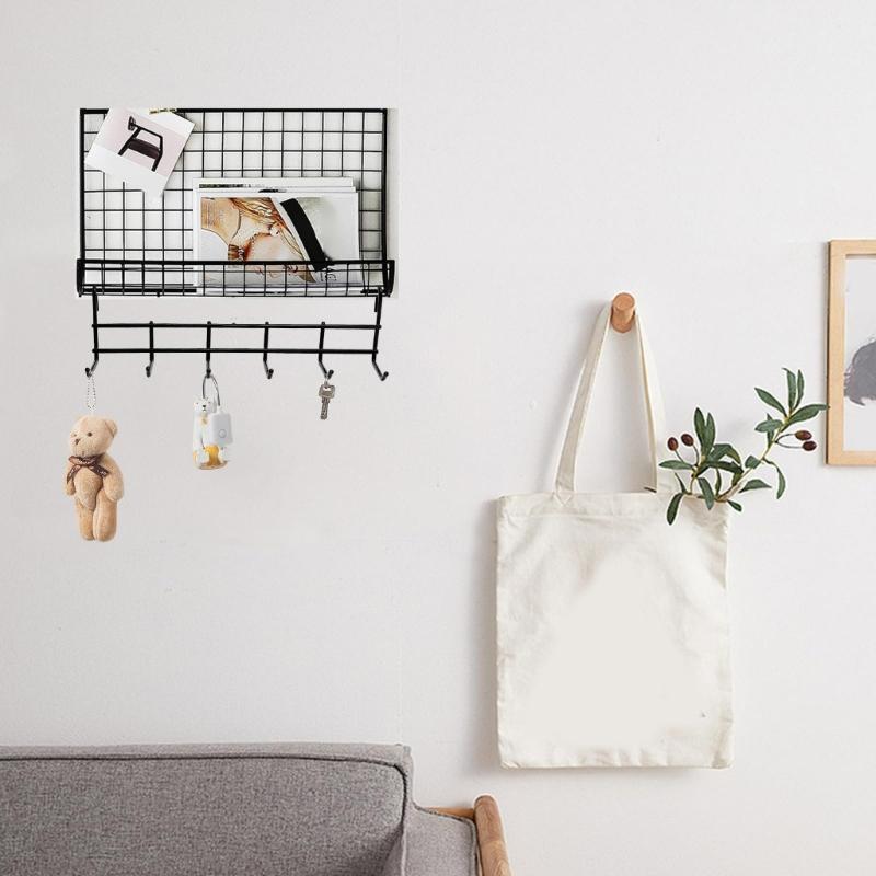 Space Saving Wall Mounted Hook Organizers Pack of 4 Featuring 6 Hook Each for Efficient Backpacks Keys Utensils Towels