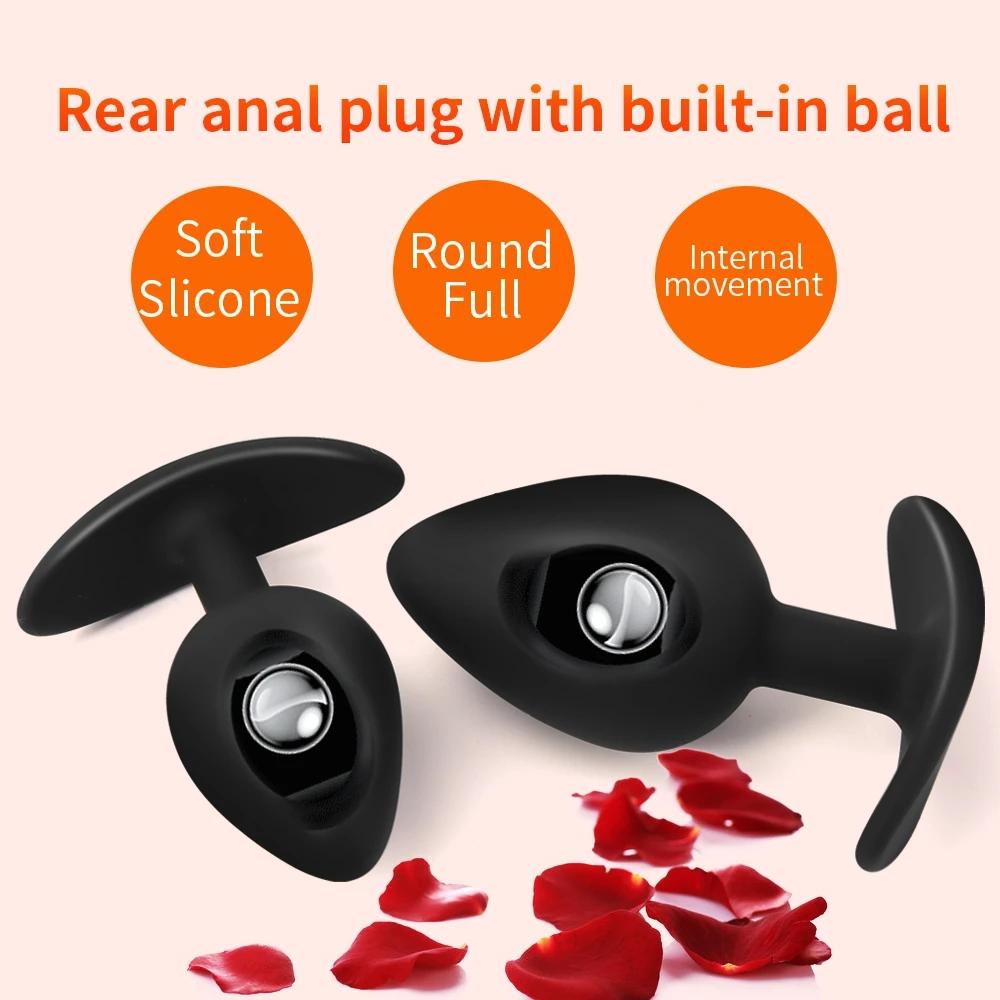 Rolling Bead Vibrating Anal Plug Wearable Butt Plug Stimulation Anus Masturbator G-Spot Massage Dildo  Sex Toy for Man Women