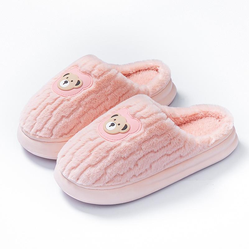 Cartoon lightweight stepping on shit cotton slippers autumn and winter indoor home warmth piled couple hair slippers