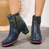 fashion New Autumn Women's Boots Round Toe High Heel Shoes for Women Zip Platform Modern Boots Outdoor Fashion Anti-slip Mid-calf Shoes