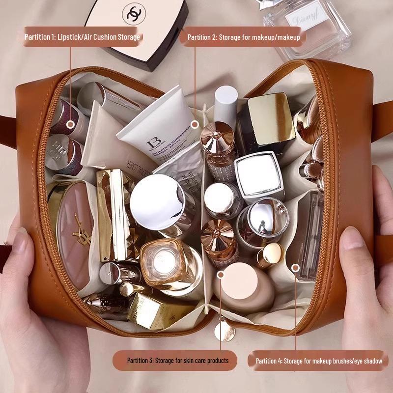 Tragbare Muschel-Kosmetik- und Toilettenartikel-Tasche - Große Kapazität für Reise- und Hautpflege-Aufbewahrung