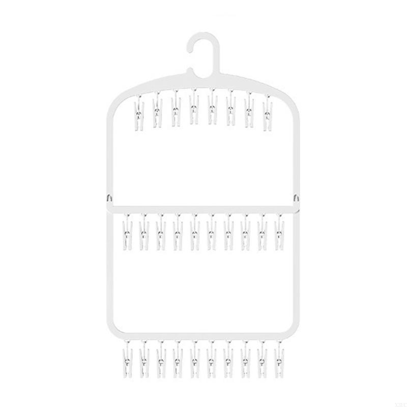 Space Saving Foldable Clothes Hanger Nontoxic Plastic Construction Multifunctional Hook For Home Dormitory Use X3UC