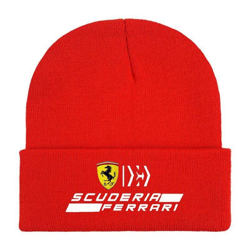 Trendy Cold Hats Unisex Beanie Autumn Winter Windproof Soft Warm Knitted Cap Men Women Skull Cap Hats Beanies For Ferrari Logo