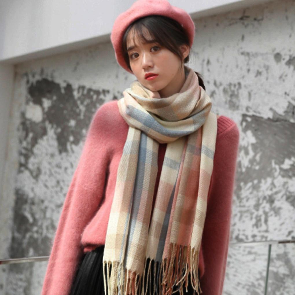 Cashmere Soft Check Muffler Winter Fashion Scarf