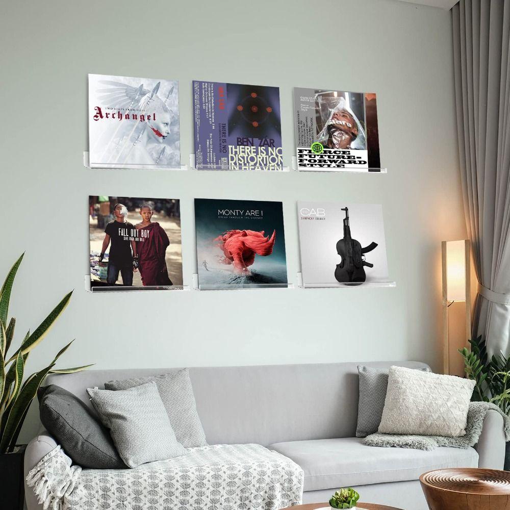 Acrylic Album Record Holder Display 4"/12"/15" Floating Shelves for Books  Living Room