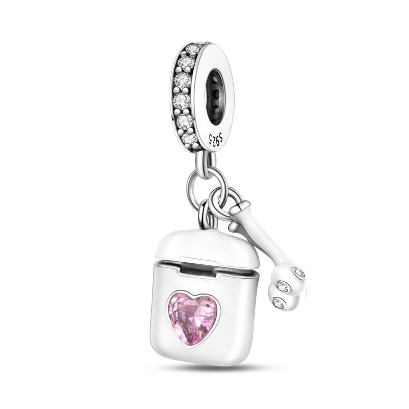 Emaille Kopfhörer Form Anhänger Perlen Anhänger Perlen Anhänger Kupfer Kopfhörer Box Anhänger Kompatibel Mit Authentischen Pandora Armbändern Halsketten DIY J