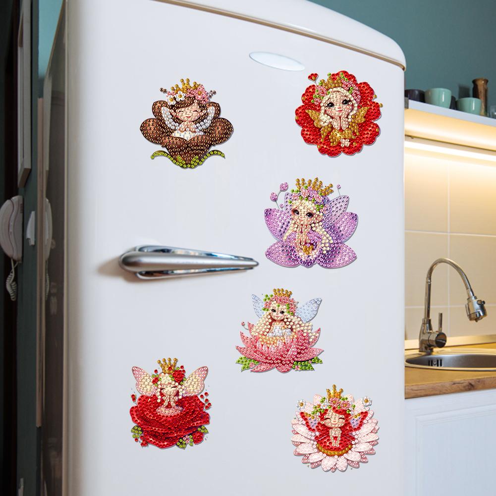 6Pcs Acrylic Christmas Diamond Art Fridge Magnet Diamond Art Magnets Decals Diamond Painting Fridge Magnet for Car Mailbox Decor