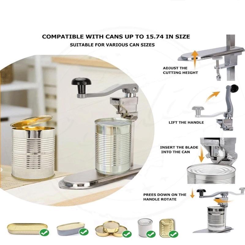 47cm Industrial Table Mount Bottle Tin Opener Heavy-Duty Manual Canned Fruit Bottle Opener Cast Steel Commercial Can Opener