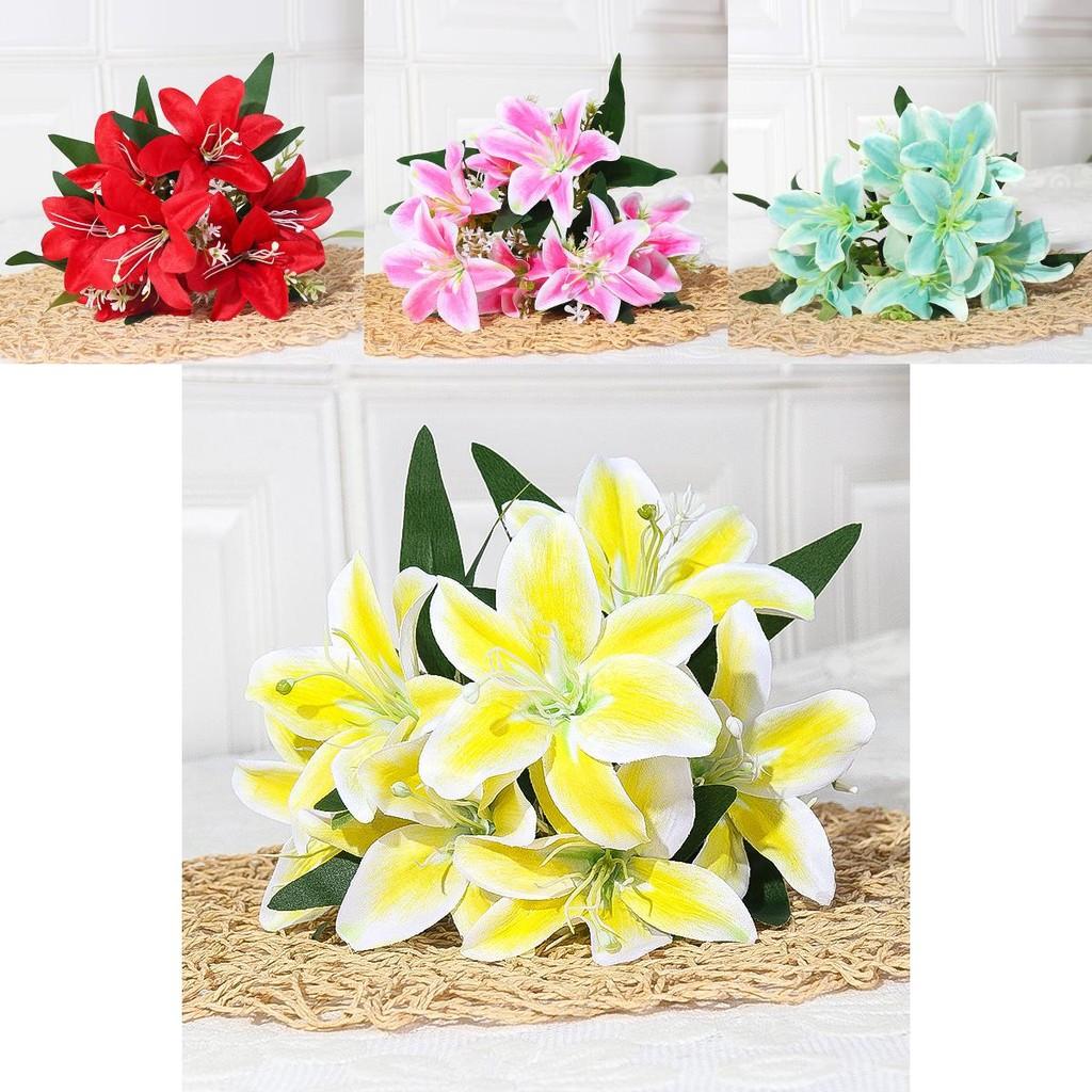 Lily Silk Flower Stems For Home Office Decor Gift For Valentines Day Party Christmas