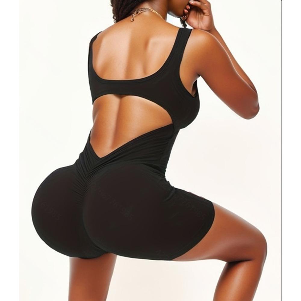 

JYL Yoga Shorts Trousers Suit V Neck Short Sleeve Vest Sports Fitness High Waist L безодня