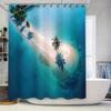 3D Printed Beach Shower Curtain Waterproof Fabric for Bathroom Decor Ocean Blue Tropics with Palm Trees, Size180 X 200 Cm (70x79
