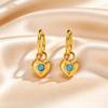 Exquisite Trendy Blue Natural Stone Stainless Steel Heart-shaped Lock Drop Earrings for Women Fashion Piercing Jewelry Gifts