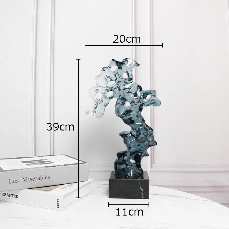 Transparent Taihu Stone Rockery Creative Resin Crafts Sculpture Desk Ornaments Artwork Living Room Decoration Modern Home Decor