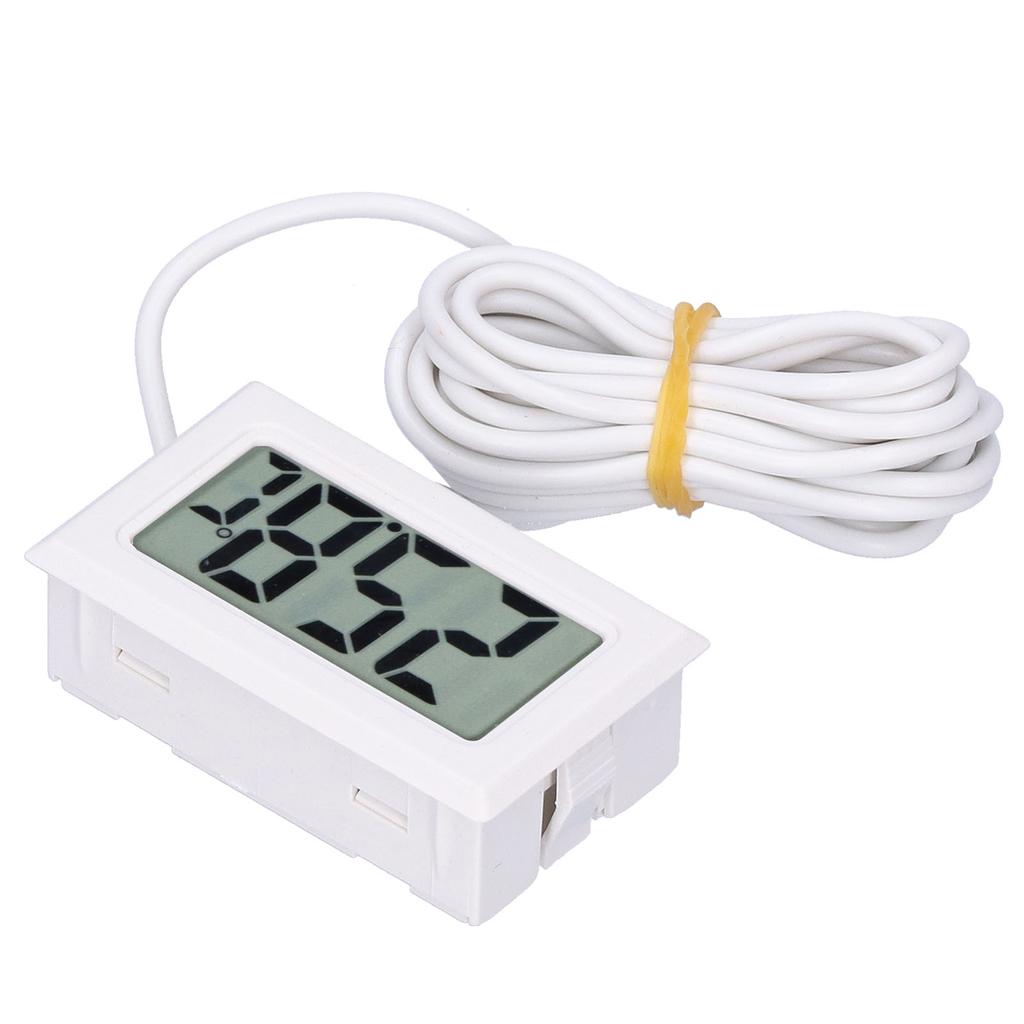 Digital Thermometer Mini LCD Wired Electronic Temperature Measurement Instrument FY13001White
