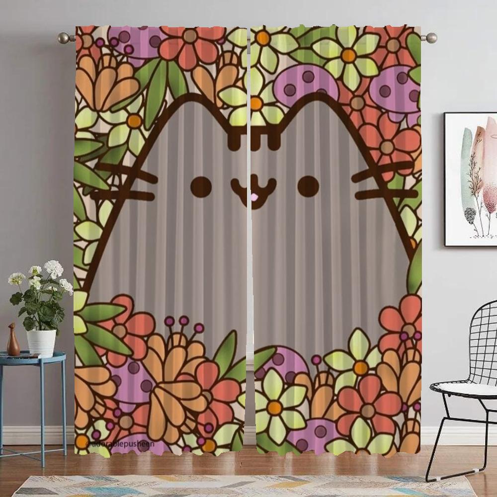 Kitchen Curtains for Camera Pusheens Tulle for Bedroom Blackout Curtain Modern Living Room Curtains 2 Pieces Partition Shades